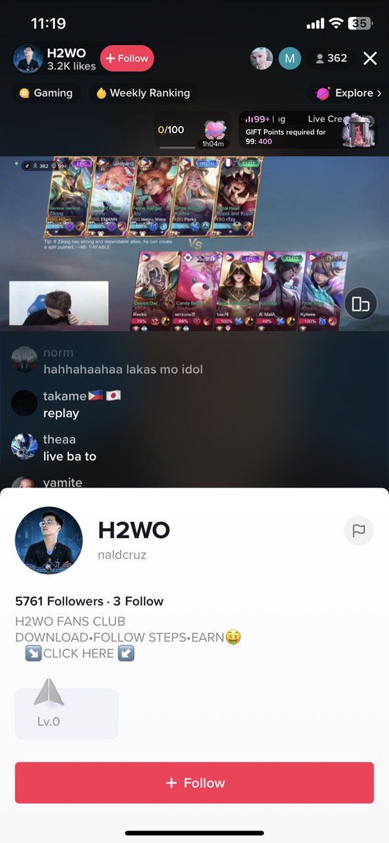 stan4ebriwan's tweet photo. PLEASE REPORT!!!!!!! 
Gamit nya yung old live ni h2 sa page tas nilive sa tiktok!!

LIVE SYA TILL NOW!! 
@mikslmnc @h2wooff1cial 

#RSGH2wo https://t.co/SXhZdCPCSU