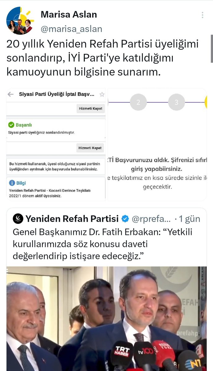 10 martta HÜDA-PAR dan, 11 Mart'da Yeniden Refah partisinden üyeliğini çekmiş, yapılmak istenen ortada.

Troller iş başında 
Algı büyük