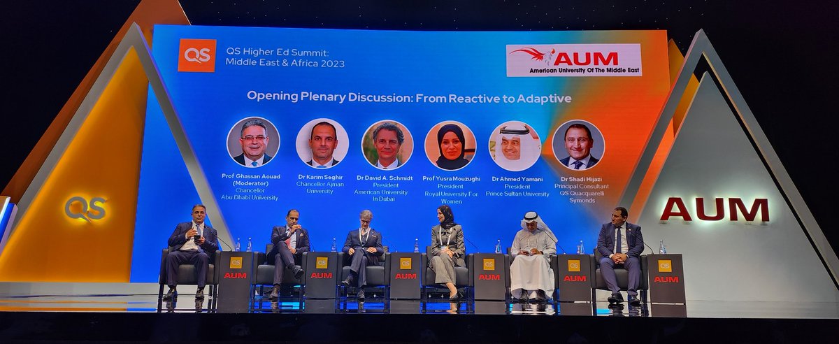 bensowter's tweet photo. Opening panel at the #QSHESummit Middle East &amp; Africa in spectacular style at the American University of the Middle East https://t.co/23V3FP1pfH