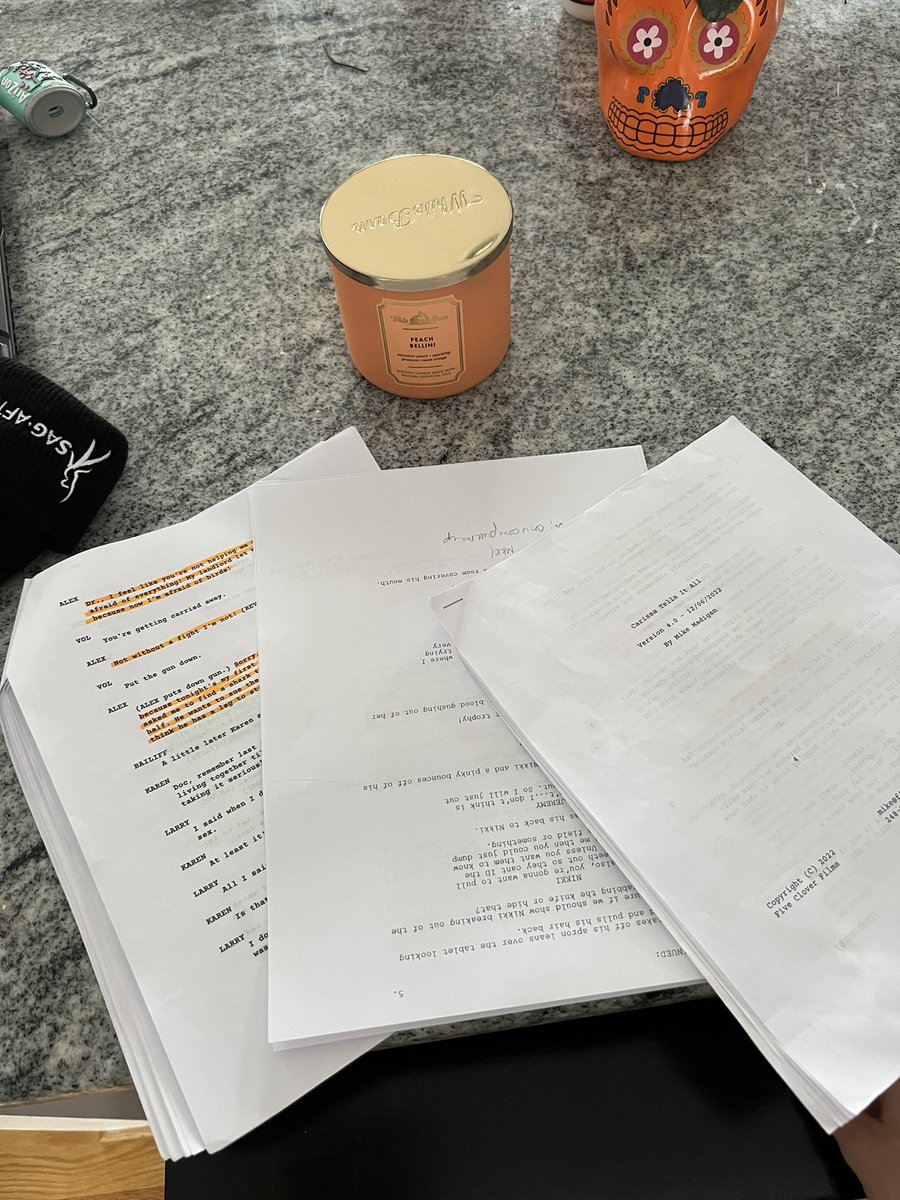 caitlinburt's tweet photo. Just when u think u have a Sunday off, there sit the scripts for today, tomorrow, end of the week. https://t.co/CFbHT2D4Lc