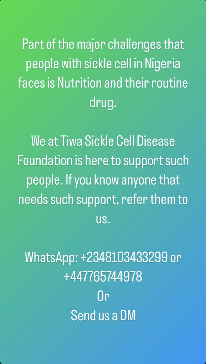 InitiativeTiwa's tweet photo. Supporting people with sickle cell disease. Tag anyone that you know can benefit from the support in the comment box.
#supportingsicklecell #supportingsicklecelldisease #sicklecelldisease #sicklecell #medicalintervention #nutritionintervention #sdg3 https://t.co/waehFJAYJK
