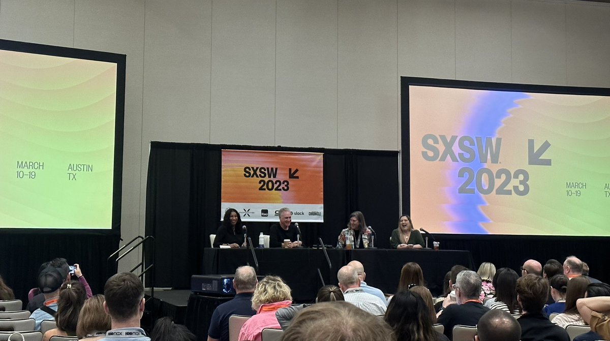 Kicking off #SXSW with a <a href="/KPMG_US/">KPMG US</a> panel with <a href="/AnuPInnovate/">Anu Puvvada</a> <a href="/VirtualTedS/">Ted Schilowitz</a>  @CathyHackl  &amp; Kay Sargent on humanity in the metaverse and how inclusive design principles can be applied upfront to create a space for various needs &amp; abilities #InclusiveMetaverse