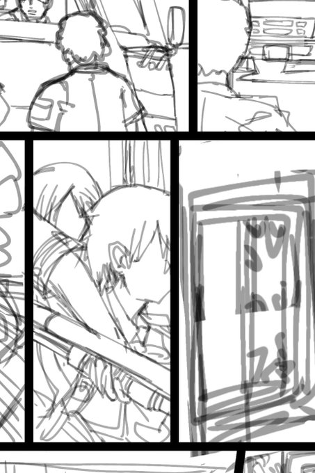 下描き3.3ページぐらい進めた 