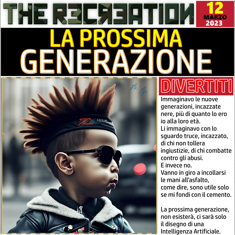 AlPacifista's tweet photo. La prossima generazione non esisterà.
Ci sarà solo il disegno di una intelligenza artificiale,
a fare la rivoluzione.
#theRecreation #theHAPPY #theBULLIED #theVARIANT #thePLOT #theAI #UltimaGenerazione https://t.co/XbI7nZ0u8v
