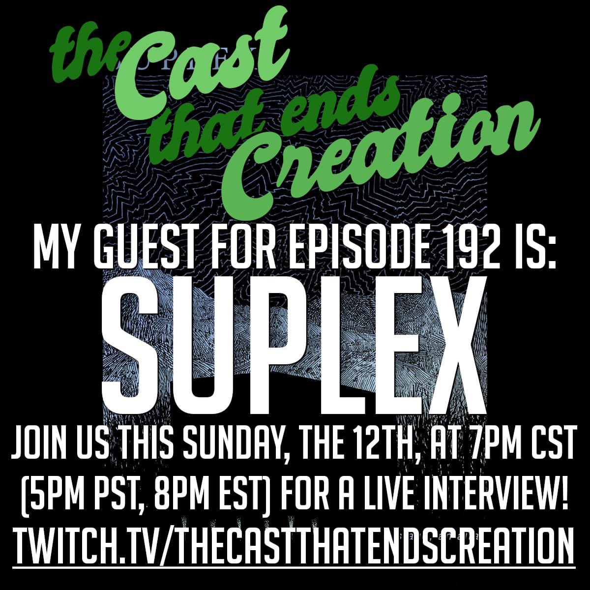 Don’t forget to join me and Suplex tonight at 7pm cst (5pm pst, 8pm est) for a live interview!