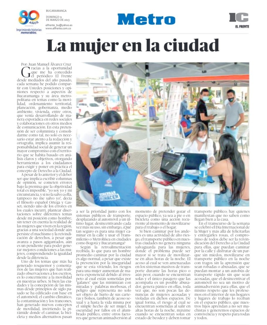 Las #Ciudades en #Colombia son hostiles, sin embargo, para las #Mujeres la situación es aún mas compleja. Construir comprendiendo la igualdad en la diferencia. #DiaDeLaMujer #DerechoALaCiudad #DiaInternacionaDeLaMujer

elfrente.com.co/web/index.php?…

⬆️ 'La mujer en la ciudad'