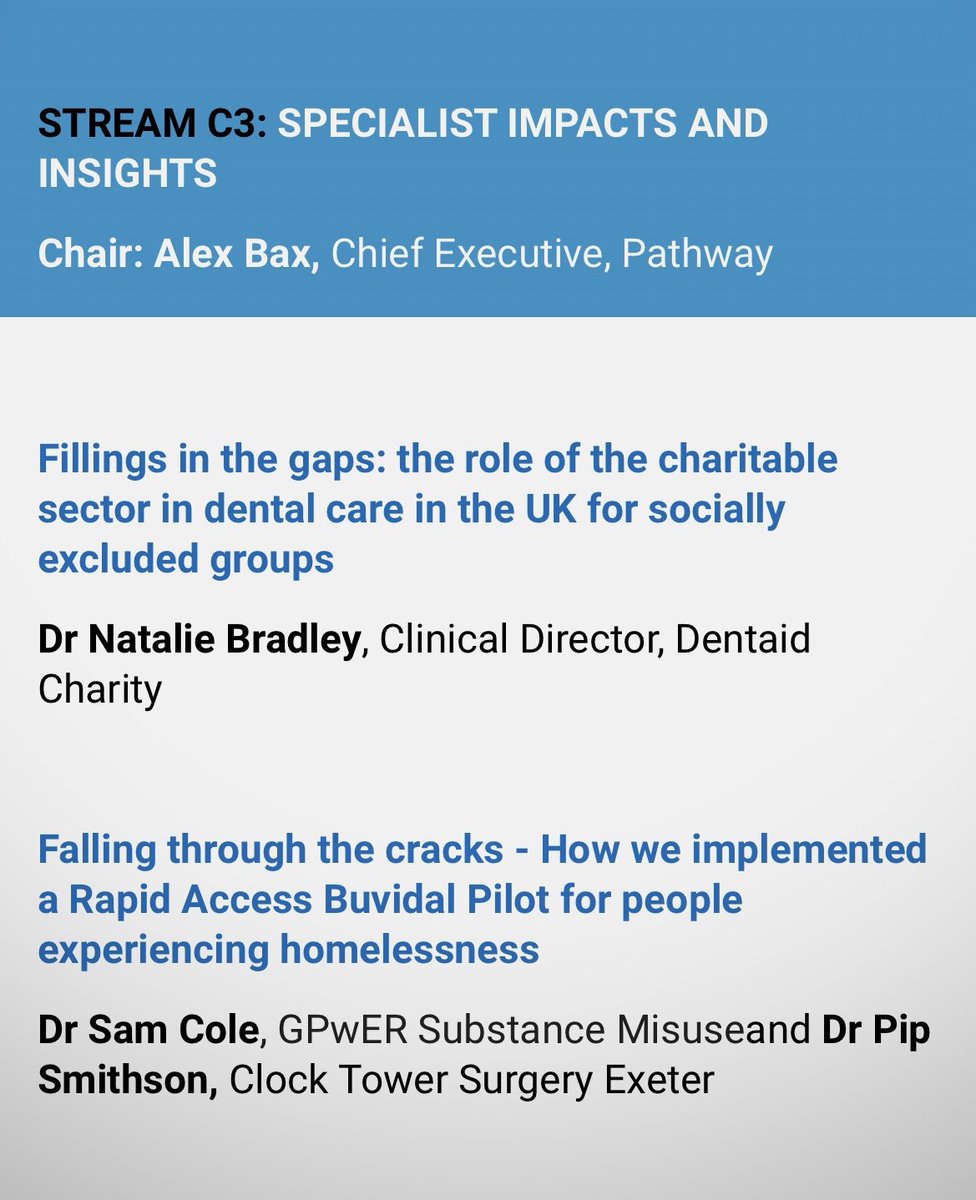 Clock Tower GP’s presenting their multiagency rapid access to depo buprenorphine pilot this Thursday 🙂 Also looking forward to hearing DPT/Clock Tower psychiatrist professor Burns talk on ADHD in people experiencing homelessness