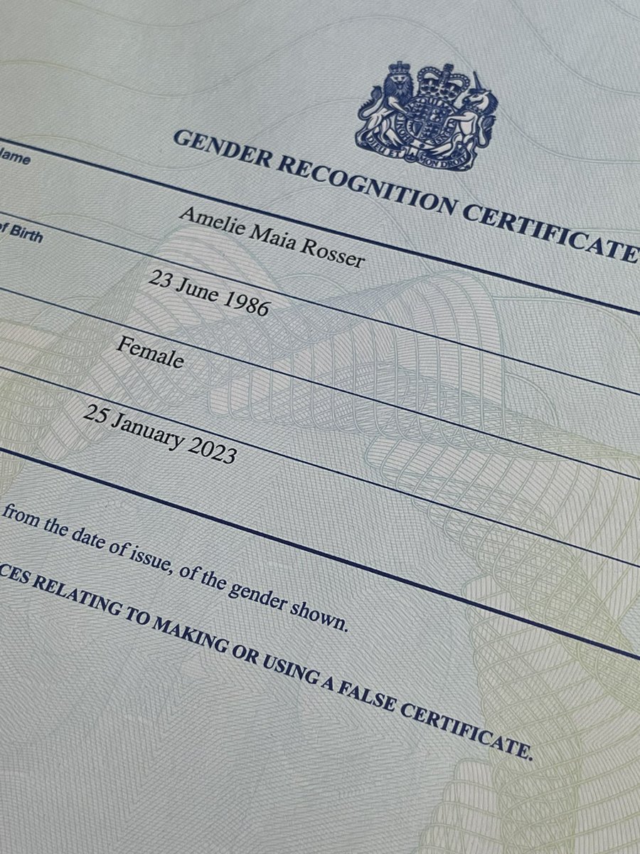 My biggest personal accomplishment, 7 years in the making. Now I can move on with the rest of my life. #genderrecognitioncertificate #legallyfemale #equalityact2010