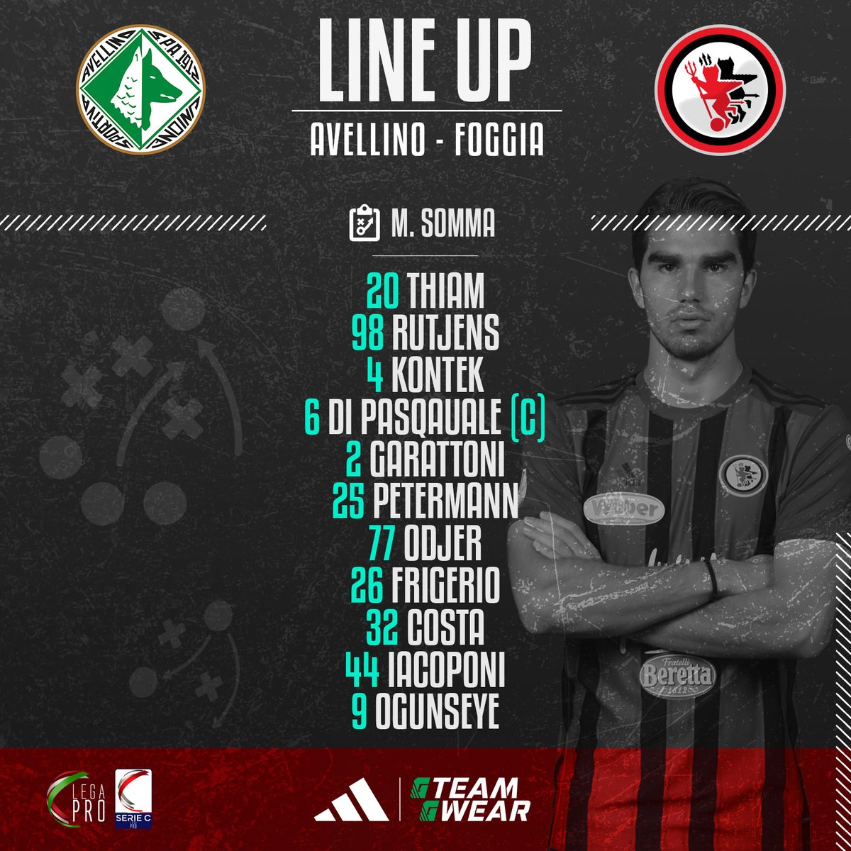 CalcioFoggiaoff's tweet photo. 🔴 𝗦𝗧𝗔𝗥𝗧𝗜𝗡𝗚 𝗫𝗜 ⚫
Gli 1️⃣1️⃣ iniziali scelti da Mister #Somma per il match al #Partenio
#ForzaRagazzi #ForzaFoggia https://t.co/NG6fgYvVaV
