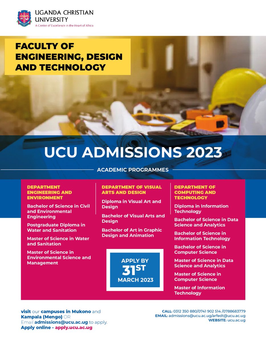 🎓 Ready to take your engineering, design and tech skills to the next level? Applications are now open for undergraduate and postgraduate programs at the Faculty of Engineering, Design, and Technology. #Apply2UCU #JoinUCU2023