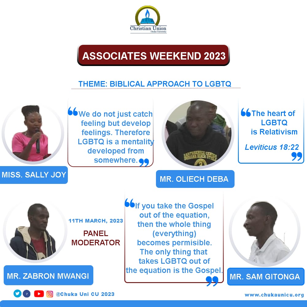chukaunicu2023's tweet photo. God is the Moral Law Giver.
#Associates_Weekend
#Chukaunicu_2023
#TogetherwedefeatLGBTQ
#FocusKenya https://t.co/WGZz0Fpsje