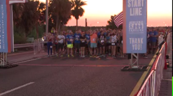 The sun is rising! The next #Skyway10K wave of runners are getting ready...