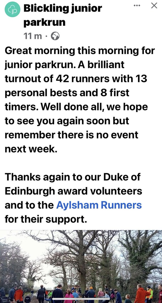 So proud of the Duke of Edinburgh students from <a href="/aylshamhigh/">Aylsham High</a> <a href="/DofE_AHS/">Aylsham High DofE</a> supporting the Blickling Park Run <a href="/Blickersparkrun/">Blickling parkrun</a> helping to make a difference within the community &amp; achieving their awards. @DofE_Jack <a href="/DofECentral/">DofE Central England</a> @dofe_ali #parkrun #volunteering <a href="/aylshamrunners/">aylshamrunners</a> 😀