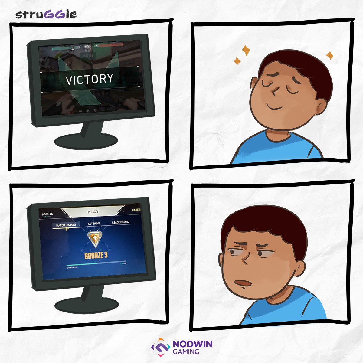 NodwinGaming's tweet photo. Sometimes a GGWP isn't enough to make the struGGle successful🥺
#videogames #victory #rankup #rankdown #struGGle #valorant #gaming #esports https://t.co/vbama4CPAi