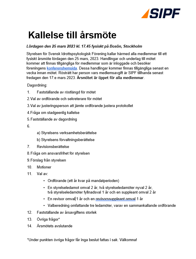 Ny kallelse till årsmötet!

Vi skickar här ut en ny kallelse inklusive dagordning till föreningens årsmöte. Årsmötet genomförs i samband med vårkonferensen den 25 mars 2023 kl.17.45.