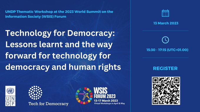 1 DAY LEFT!

Join us tomorrow for the discussion on how #technology can strengthen state-society relations, civic engagement &amp; inclusion of #youth!

Remember to register to both:
Fireside chat 👉 bit.ly/401Y0Kf  
Panel debate 👉 bit.ly/3JhOo8r

📍#WSIS / online