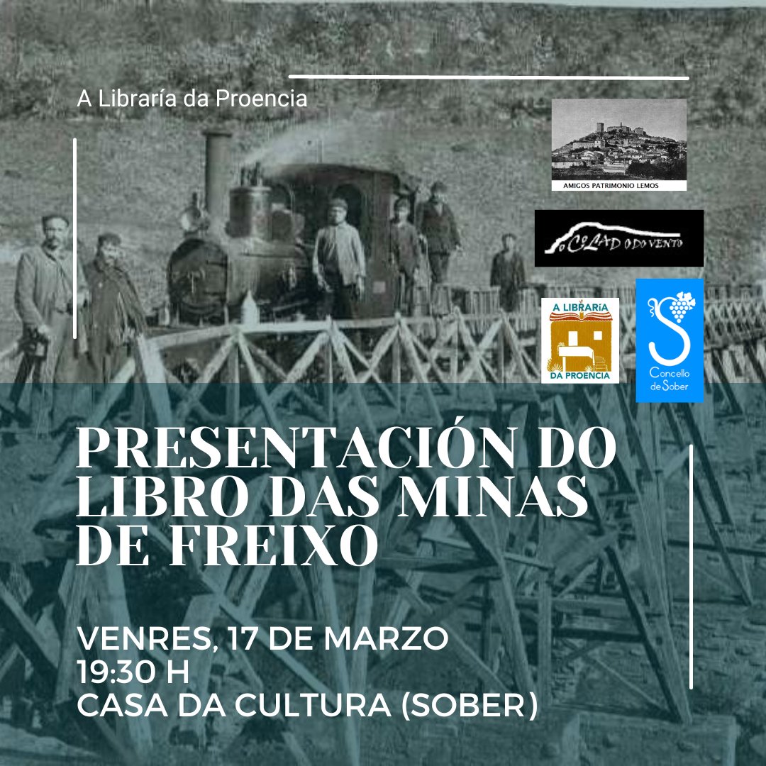 proencialibros's tweet photo. 📌 Anota na #axendacultural
▶️ O vindeiro venres 17 presentamos en Sober o libro sobre as minas de Freixo.
📚🗣 Mesa redonda cos autores.
📷 Haberá proxección de moitas fotos
🍷No marco do #mesdoAmandi
#minasdefreixo #Freixo #Proencia #Sober #Monforte #FeiradoViñodeAmandi https://t.co/gOBJKXzu7b