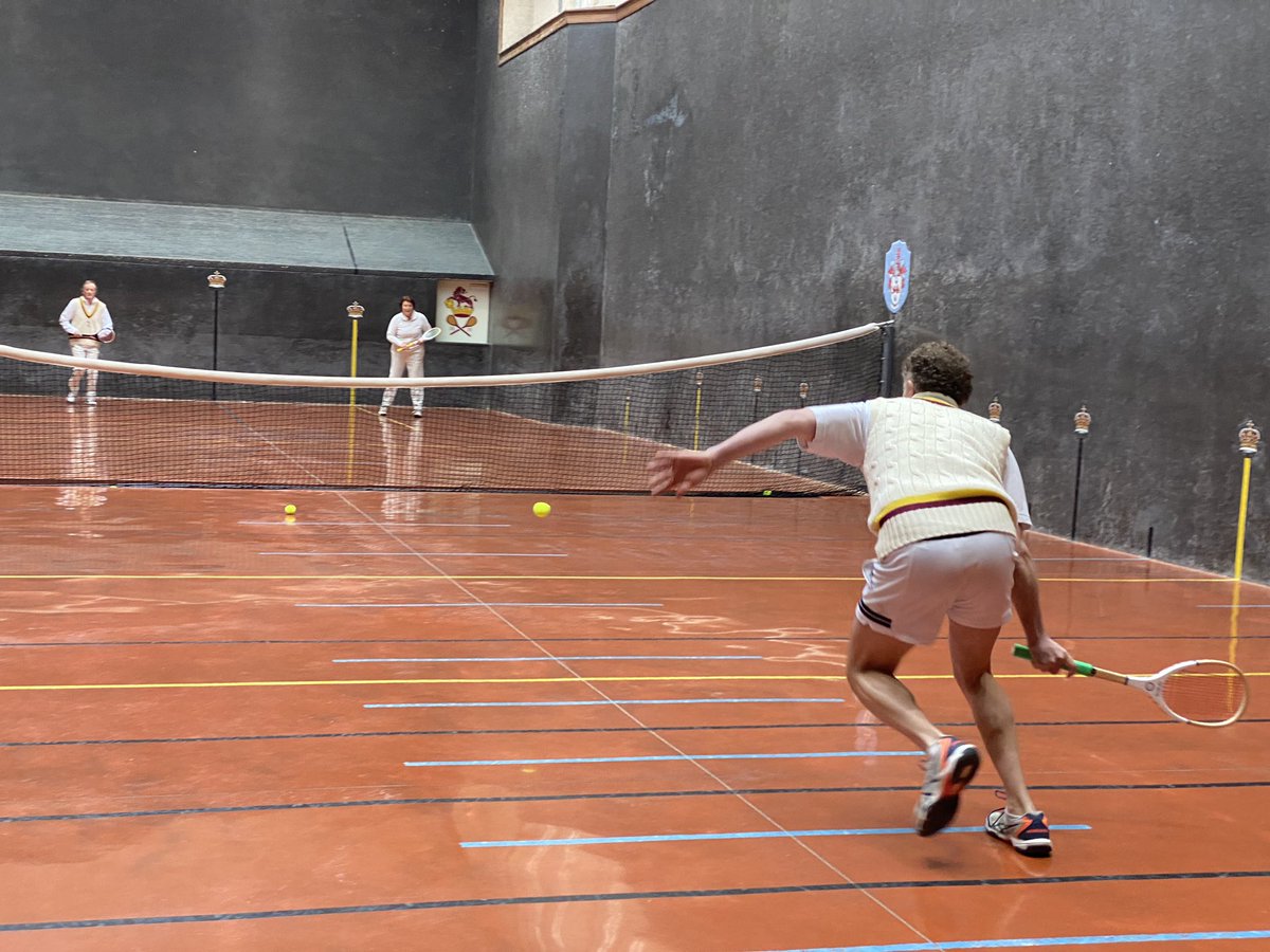 The action doesn’t stop today. While the top players have been contesting the Club Championship the higher handicappers are playing for the Hobson Cup doubles. #RealTennis