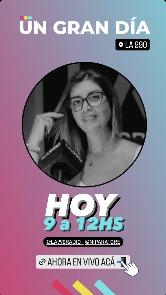 🔴 [AHORA EN VIVO] 📻 ¡No dudes que va a ser #UnGranDía, con la conducción de <a href="/niparatore/">Mg Natalia Paratore 🇦🇷🇮🇹</a> por la @La990Radio 

👉🏽 Domingos 9 a 12HS
📲 Te leemos al 113828 0990
💻 Escuchanos por la App La 990 o en 👉🏽 la990.com.ar

#LA990 #SiempreDeTuLado