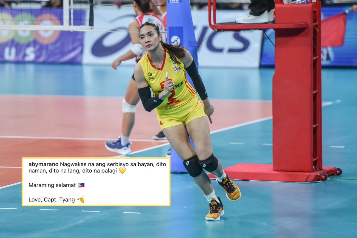 OneSportsPHL's tweet photo. Salamat, Tyang Aby! 💛🇵🇭

Aby Maraño retires from international volleyball after eight years as member of the Philippine national team.

📸 Instagram/ @abymarano https://t.co/8ntp2jykcx