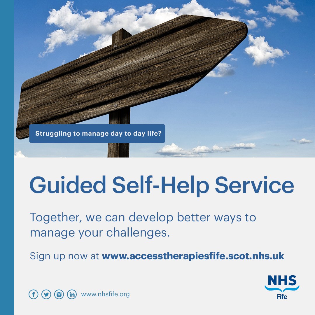 Are you experiencing issues such as: 

✅Low mood 
✅Anxiety 
✅Panic 
✅Stress 

With the brief intervention of an NHS professional, we can help you develop better ways of managing the difficulties you face. Sign up now: accesstherapiesfife.scot.nhs.uk/guided-self-he…