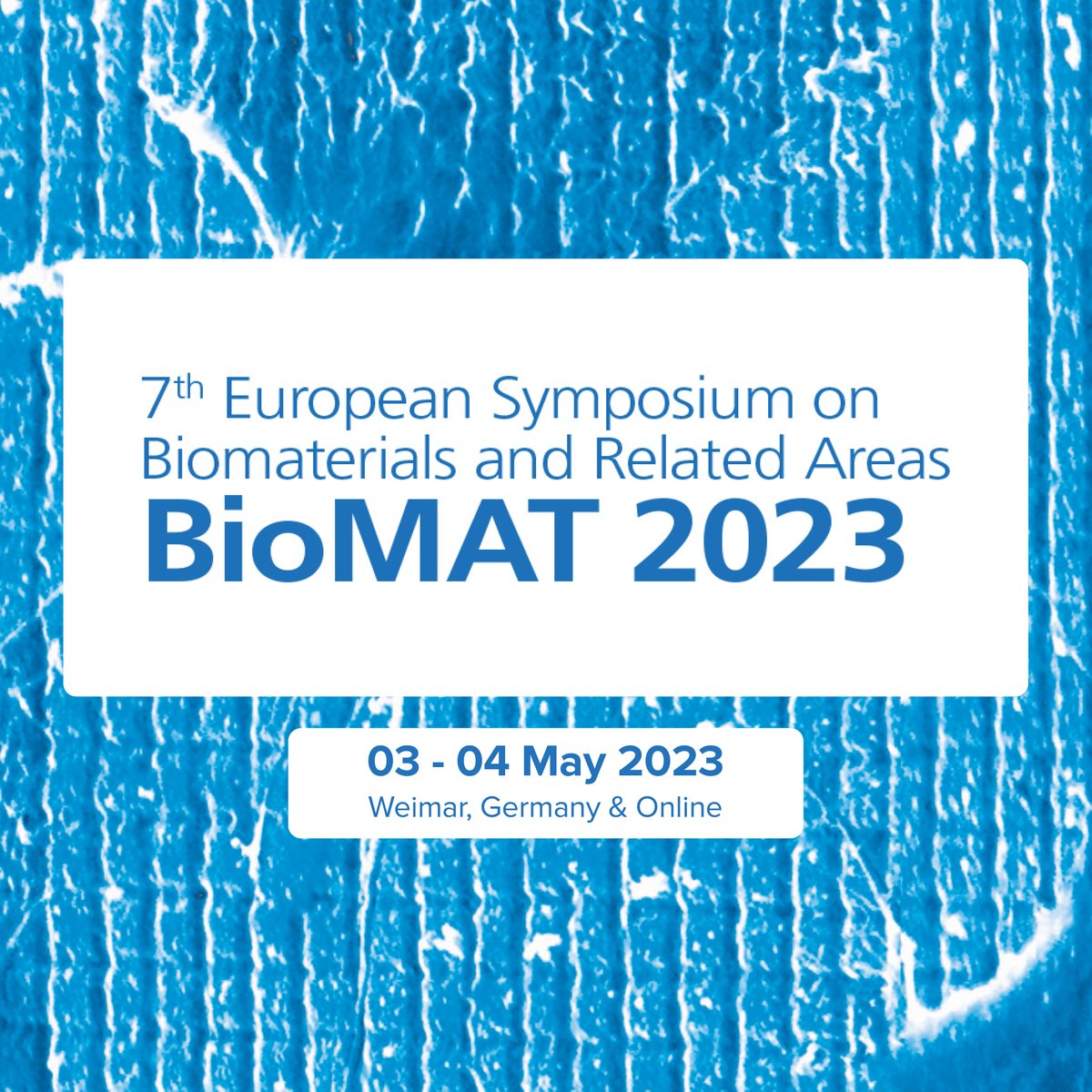 DGM_eV's tweet photo. #BioMAT2023 is taking place on 03-04 May 2023 in Weimar (Germany). With a hybrid format, this conference is accessible both on-site & online. Explore the latest research in #biomaterials and connect with experts in the field. https://t.co/3eKoDjAfIB
#Bioinspired #DGM https://t.co/VGiFXjUF7v
