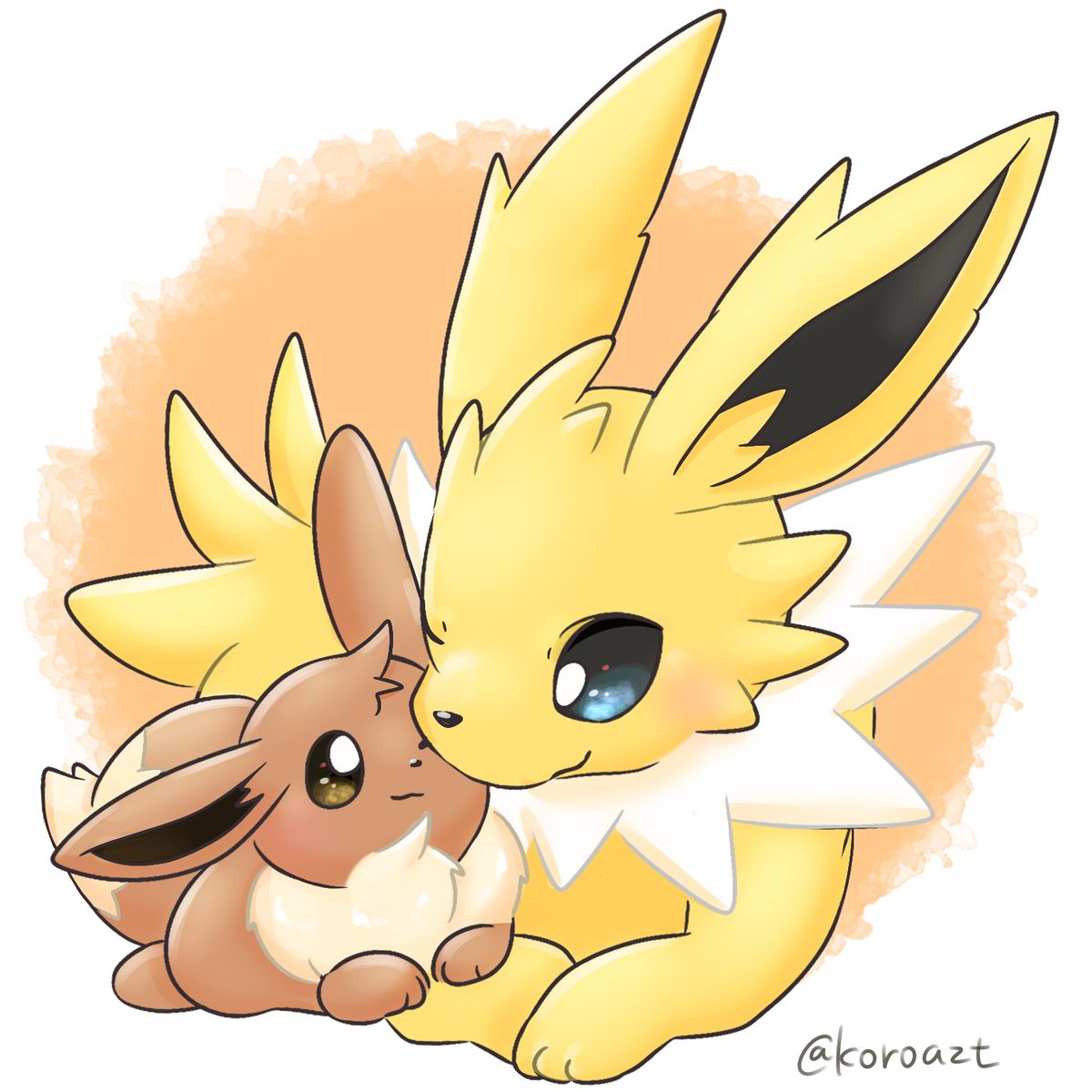 eevee pokemon (creature) no humans brown eyes closed mouth one eye closed smile blue eyes  illustration images