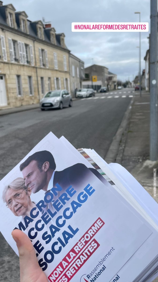 noah_nolf17's tweet image. Action militante en cours sur le canton de #Matha 🇫🇷
#NonALaReformeDesRetraites #oùpassenotreargent #RassemblementNational #charentemaritime