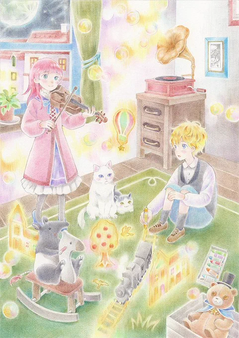 夢の街…完成しました～途中をご覧くださった方、ありがとうございました#色鉛筆 