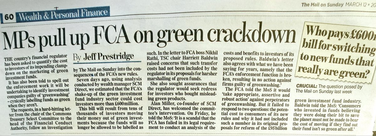 Following our expose last Sunday 
re a £600m bill for #investors having to switch to green funds thismon.ee/a/11819997 via <a href="/ThisIsMoney/">This is Money</a> 

MPs <a href="/CommonsTreasury/">Treasury Committee</a> have  acted swiftly to pull up <a href="/TheFCA/">Financial Conduct Authority</a> on failing to treat customers fairly  thismon.ee/a/11847951 via <a href="/ThisIsMoney/">This is Money</a>