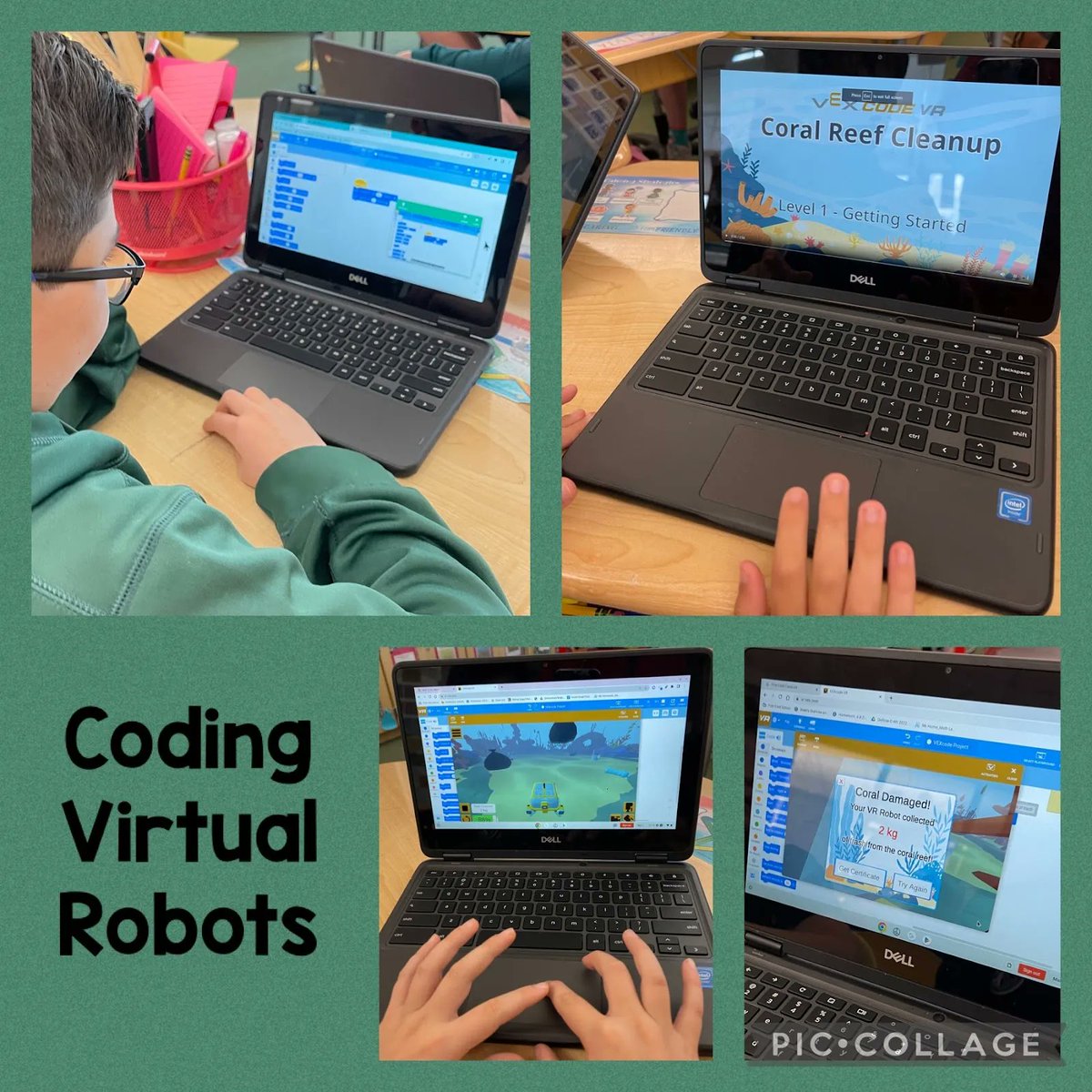 PCInnoInstitute's tweet photo. #PCGrade4 Ss were challenged to help clean the Coral Reef with @VEXRobotics VEXcode Virtual Robots. #PCFutureReady #STEAM #edtech https://t.co/rQGnS2Ve8c