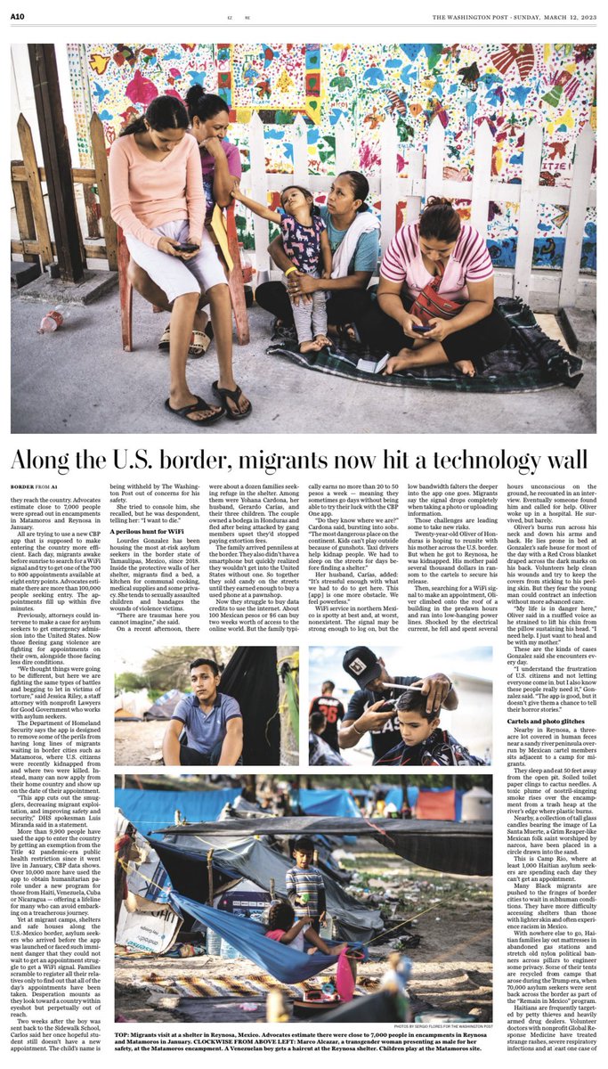 In today’s @washingtonpost, hear/see how some of the most vulnerable migrants & asylum-seekers at the border are faring w/a mobile app to earn entry/refuge in/to the US. washingtonpost.com/nation/2023/03… w/📸@sfloresjr & 🎥@veronicagcarde1 Video: bit.ly/3ZI4Dl5