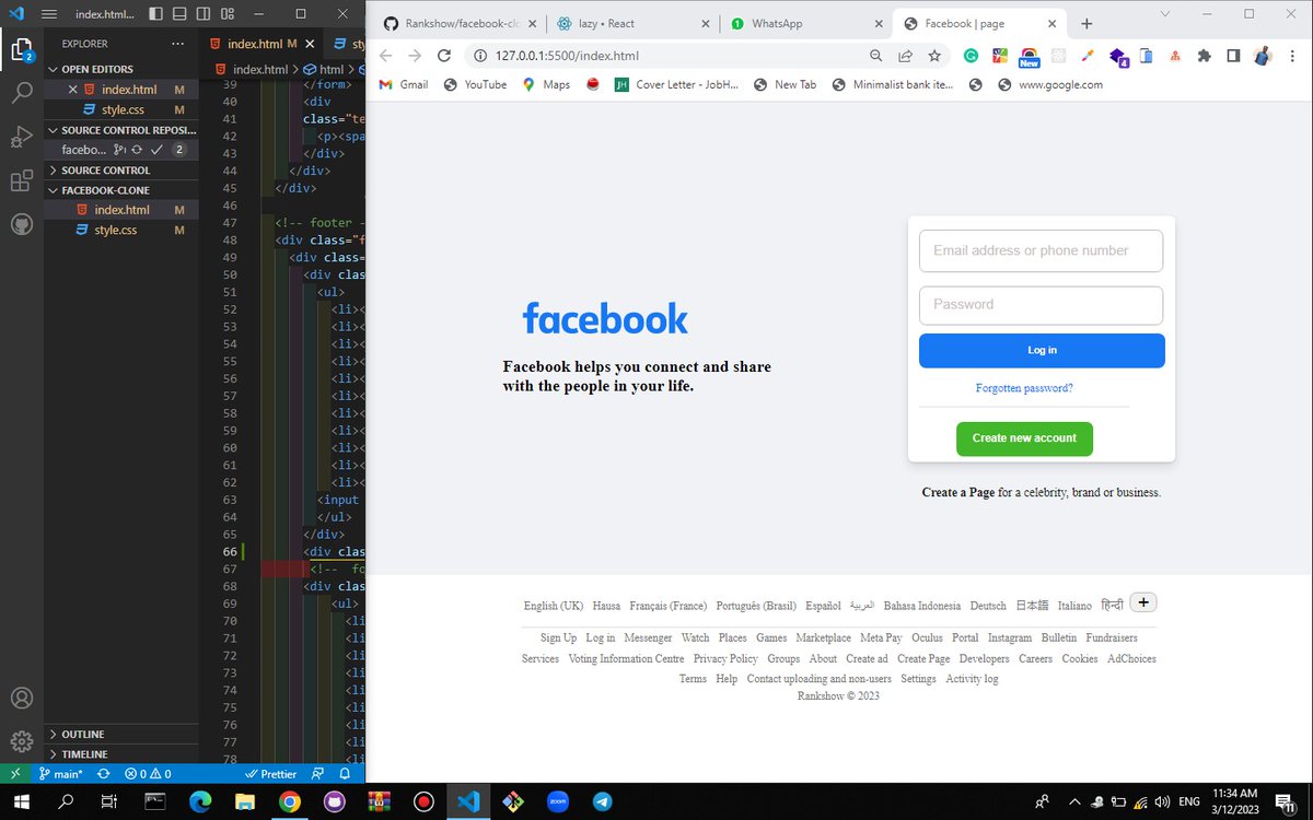 Another project completion, I recreate Facebook login home page.#nerdzfactory
#nerdzfactorycompany
#designu 
#designuonline 
#digicorper
#digicorperprogram
#digitalskill 
#polarisbank
#reactjs