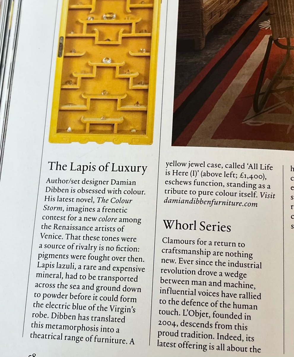 Beginning with a bang! The one and only @WofInteriors featured #TheColourStorm collection in the new issue. Peruse the collection at damiandibbenfurniture.com.