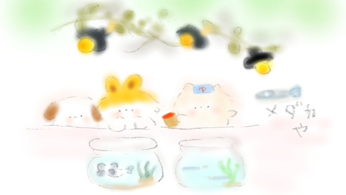 Helloバナバニー「ほっこり湯ねこ」withバナバニーーメダカやーパンダメダカすき#イラスト #猫 #犬 