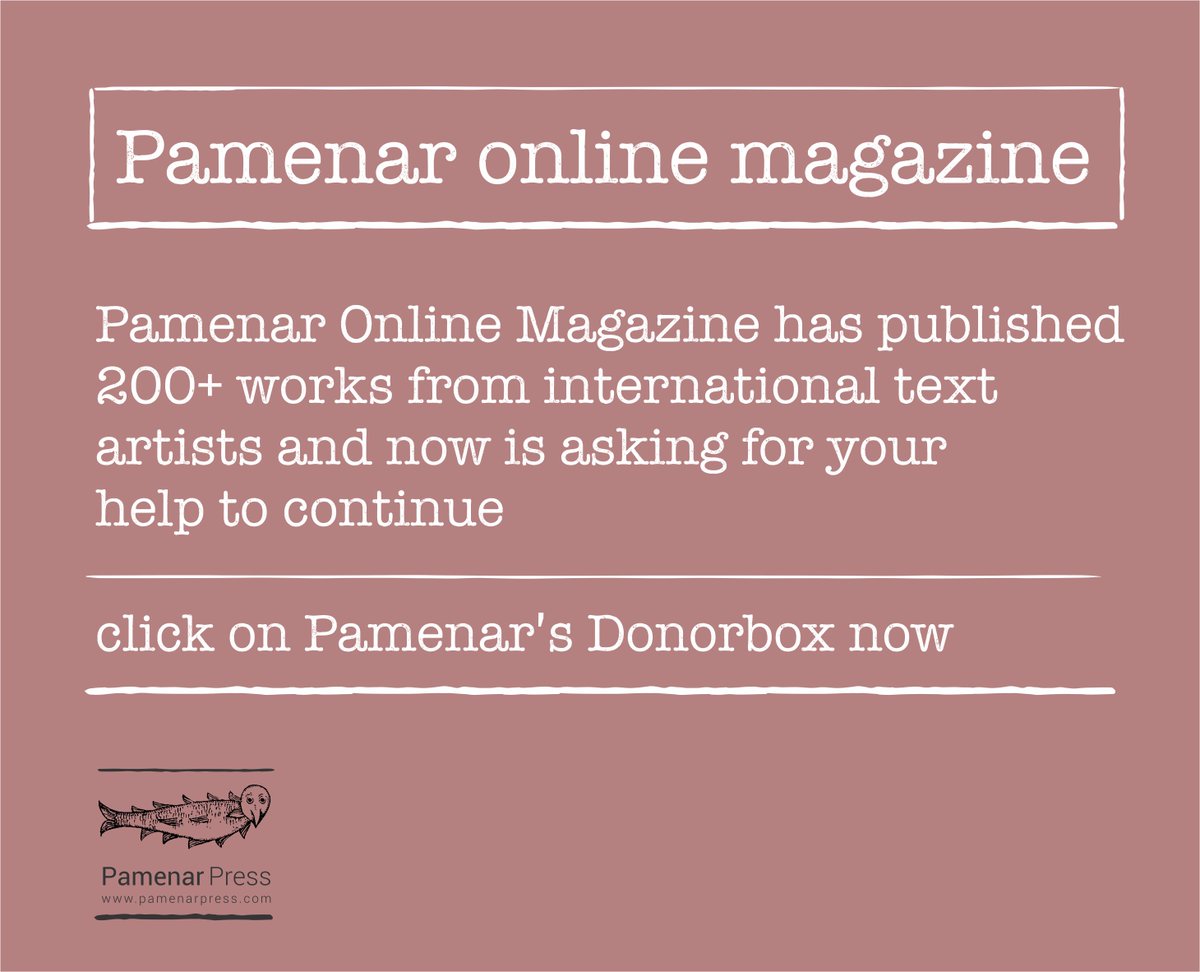 Pamenar Online Magazine is an online magazine in conjunction with Pamenar Press publishing poetry, translation and hybrid/critical writing. Pamenar Online Magazine needs your help. Please donate and please spread the word. 👉donorbox.org/help-pamenar-p… *** pamenarpress.com/online-magazine