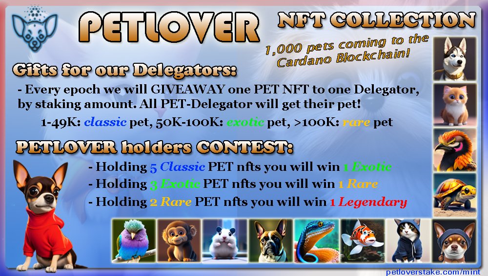 🎁#CNFTGiveaways every epoch for our PET-Delegators!😻
This epoch winner:
stake1u8wjmss4el8ulx8yzqsapakp67h2n33l0jg208rp0mqdzmqmsl2tz
Stake: 408K🙏 PETLOVER-0394 (rare pet🦈)
petloverstake.com/nft-distrib/

 #Cardano #ADA #CardanoCommunity #CNFTs  #PETLOVERNFT #PETGIFT