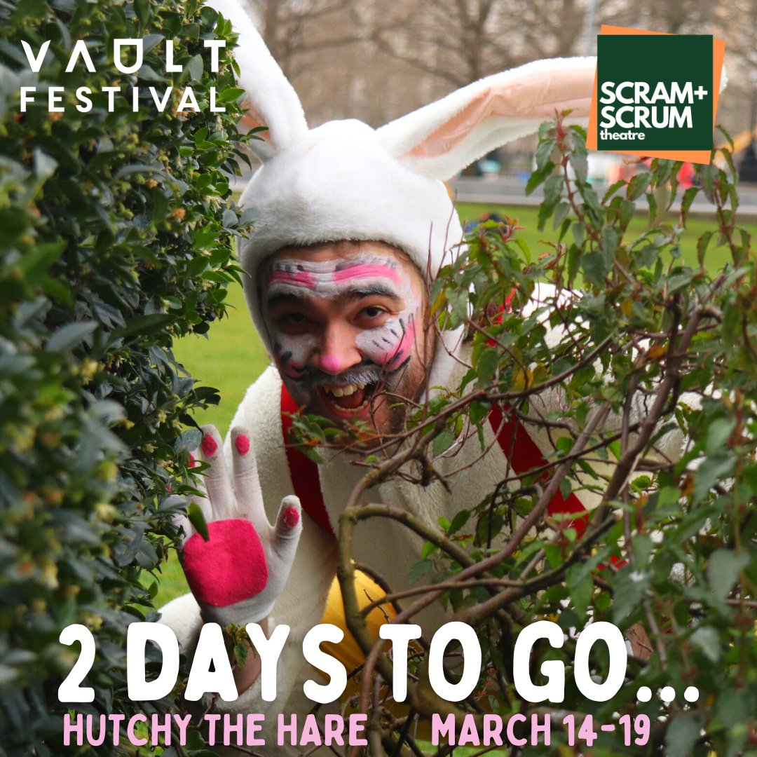 ScramAndScrum's tweet photo. Get ready London! HUTCHY THE HARE arrives on Tuesday @vaultfestival for 7 performances! Catch our "vibrant, cathartic, wise and soulful" show combining theatre, film, and a very horrible rabbit...

TICKETS (2 for £20 with code QUEERVAULT):
https://t.co/nU1lVc0GGD
#vaultfestival https://t.co/ecJJVxsLYf