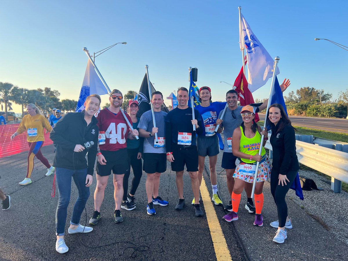 10 Tampa Bay (@10tampabay) on Twitter photo At the finish line: @JoshWTSP & <a href="/CourtneyWTSP/">Courtney Robinson</a> caught up with the official flag runners – all military veterans – for the Skyway 10K 🇺🇸 At the finish line: @JoshWTSP & <a href="/CourtneyWTSP/">Courtney Robinson</a> caught up with the official flag runners – all military veterans – for the Skyway 10K 🇺🇸