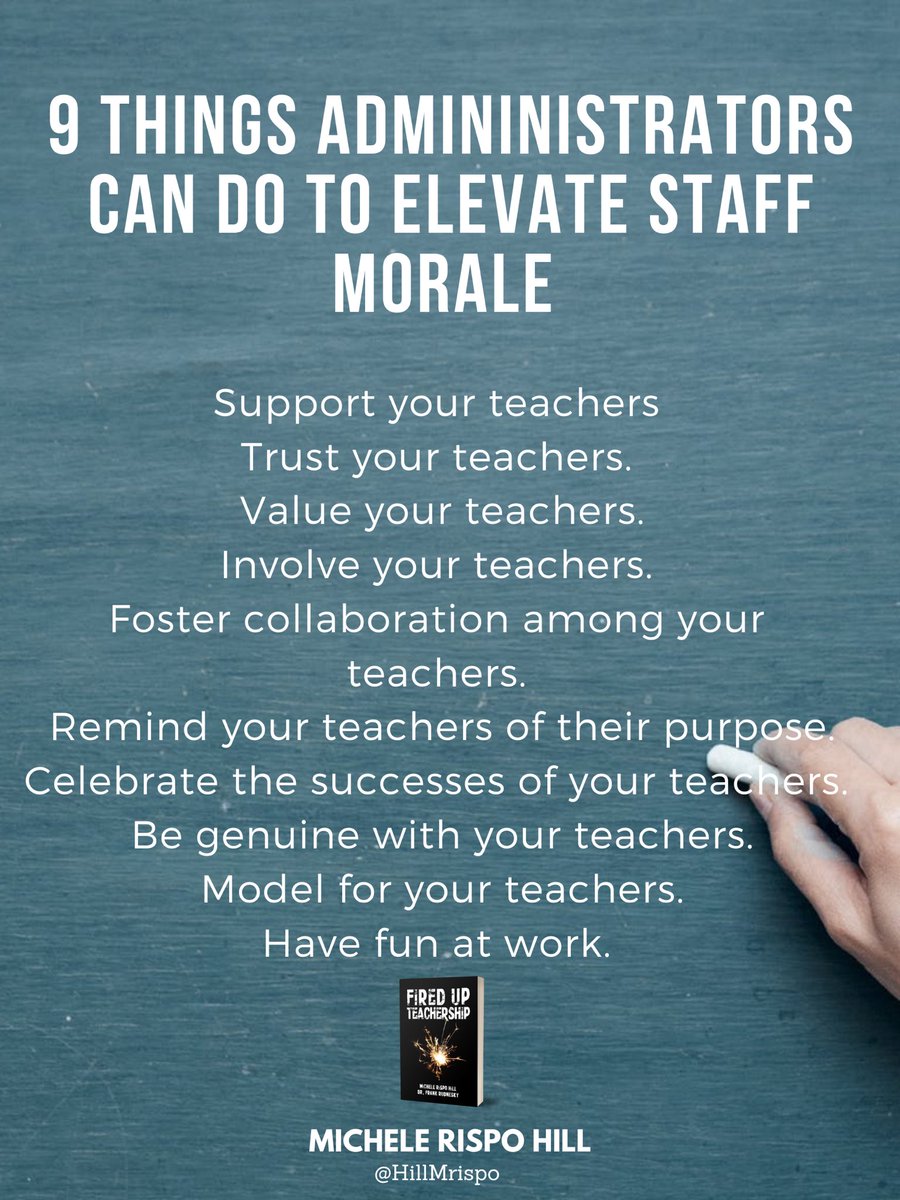 Staff morale is a big i part of of your school@culture. What are you doing to elevate it? #sunchat