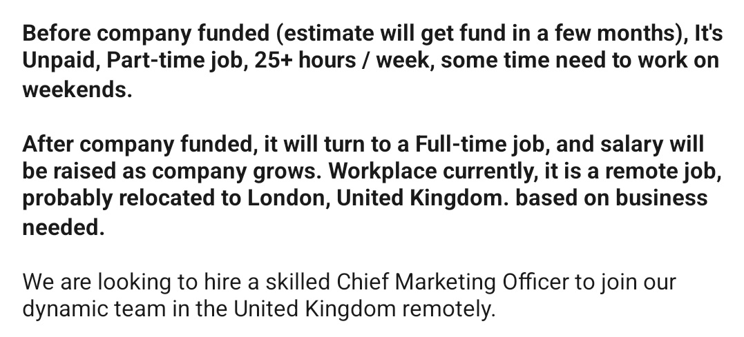 Nothing sketchy about this at all. (As grabbed from a LinkedIn ad for a CMO)