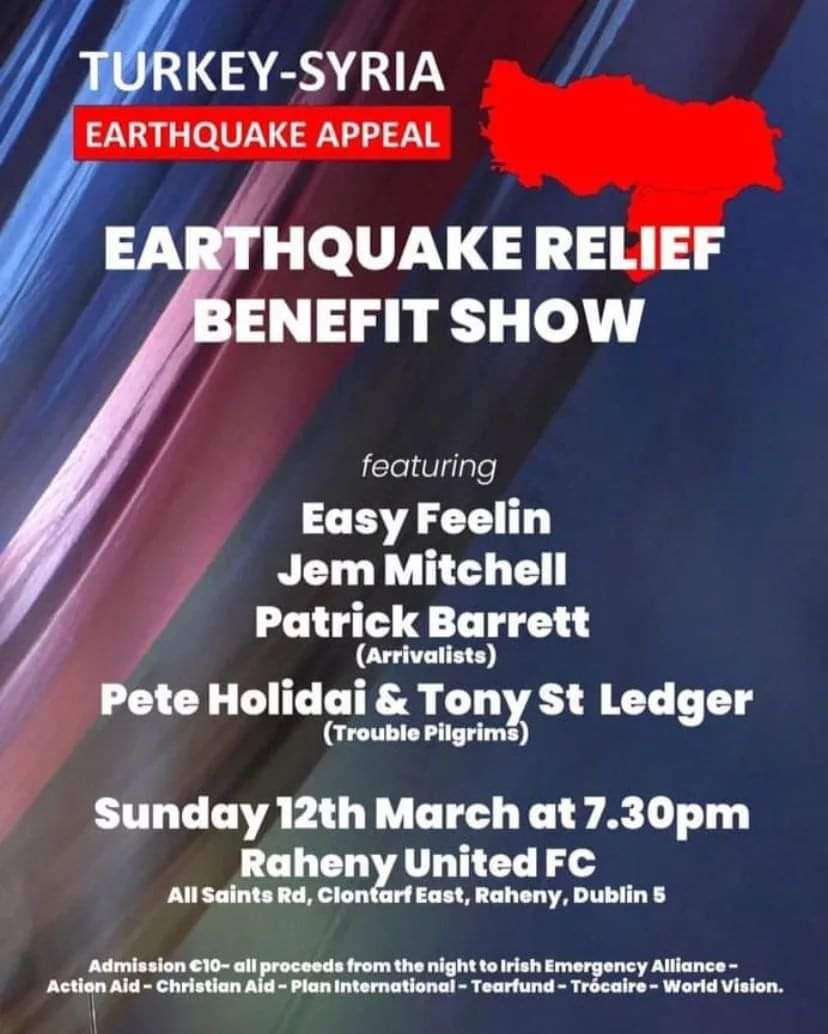 chunky66's tweet photo. Great gig happening tonight for a good cause, support if you can.
#EasyFeeling #JemMitchell #Arrialists #PatrickBarrett #PeteHolidai #TonyStLedger #TroublePilgrims #ActionAid #IrishEmergencyAlliance #RahenyUnitedFC #TurkeySyria #EarthquakeAppeal #TurkeyEarthquake #SyriaEarthquake https://t.co/gfZ9L69tcm