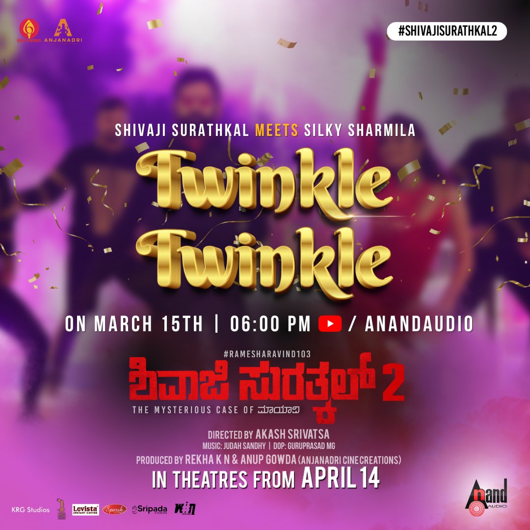 Anup Gowda (@anupgow17425551) on Twitter photo *Twitter*
#ShivajiSurathkal 𝗠𝗘𝗘𝗧𝗦 Silky Sharmila!🤩
"Twinkle Twinkle" on 15th March at 6PM on <a href="/aanandaaudio/">aanandaaudio</a> YouTube channel.
<a href="/Ramesh_aravind/">Ramesh Aravind</a> <a href="/akashsrivatsa/">Akash Srivatsa</a> #anupgowda #RekhaKN <a href="/judahsandhy/">Judah Sandhy</a> #GuruprasadMG <a href="/thizizradhika/">Radhikaa Narayan</a> <a href="/MeghanaGaonkar/">Dr. Meghana Gaonkar</a> <a href="/sangeethaSring/">Sangeetha Sringeri</a> <a href="/KRG_Connects/">KRG Connects</a> *Twitter*
#ShivajiSurathkal 𝗠𝗘𝗘𝗧𝗦 Silky Sharmila!🤩
"Twinkle Twinkle" on 15th March at 6PM on <a href="/aanandaaudio/">aanandaaudio</a> YouTube channel.
<a href="/Ramesh_aravind/">Ramesh Aravind</a> <a href="/akashsrivatsa/">Akash Srivatsa</a> #anupgowda #RekhaKN <a href="/judahsandhy/">Judah Sandhy</a> #GuruprasadMG <a href="/thizizradhika/">Radhikaa Narayan</a> <a href="/MeghanaGaonkar/">Dr. Meghana Gaonkar</a> <a href="/sangeethaSring/">Sangeetha Sringeri</a> <a href="/KRG_Connects/">KRG Connects</a>