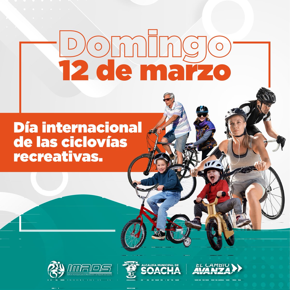 imrdsoacha's tweet photo. Desde el IMRDS hoy en el #DíaInternacionalCiclovíasRecreativas 🚴🚴♀️ les hacemos la invitación a salir y disfrutar de nuestro programa #ciclovida, un espacio dispuesto para la salud y el bienestar de todos los Soachunos.
#Ciclovida
#IMRDS
#CiclovíasRecreativas https://t.co/RnuHviioGh
