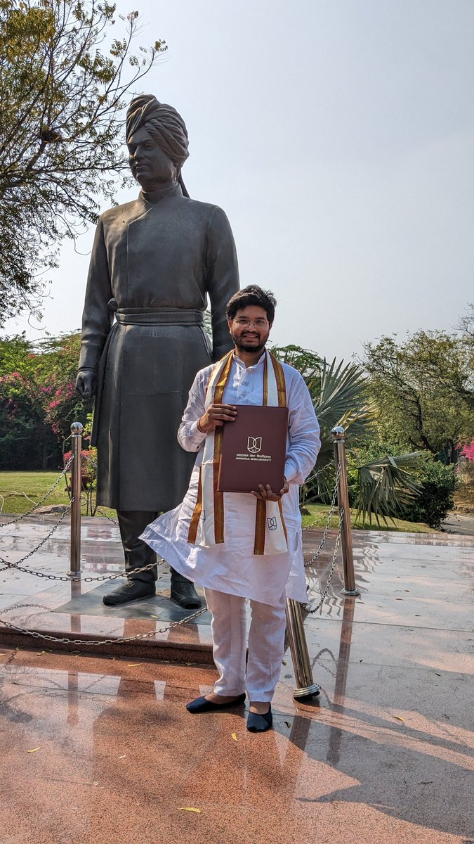 DrManishJangid's tweet photo. If your teacher, parents, and friends believes you can do something, you’re more likely to do it and finally I have owned it.
#PhDDegree
#JNUConvocation https://t.co/WaC1BKHj4V