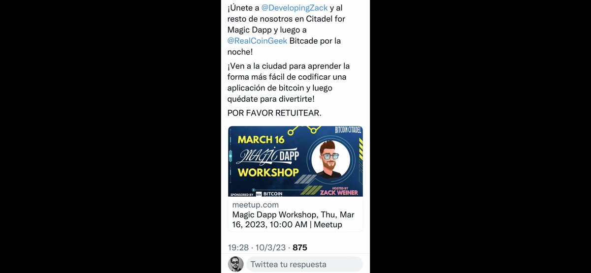 BlogueroDigital's tweet photo. Otro proyecto/desarrollo interesante en #BitcoinSV
es Magic Dapp #MagicDapp de Zachary Weiner @DevelopingZack que facilita mucho
la creación de apps
de #Bitcoin
➡️https://t.co/kAACBeZc7E
Ven al próximo taller
de @Bitcoin_Florida
para aprender a usarlo:
➡️https://t.co/Dz4NKvF82V⬇️ https://t.co/Q9DyXUwy3q