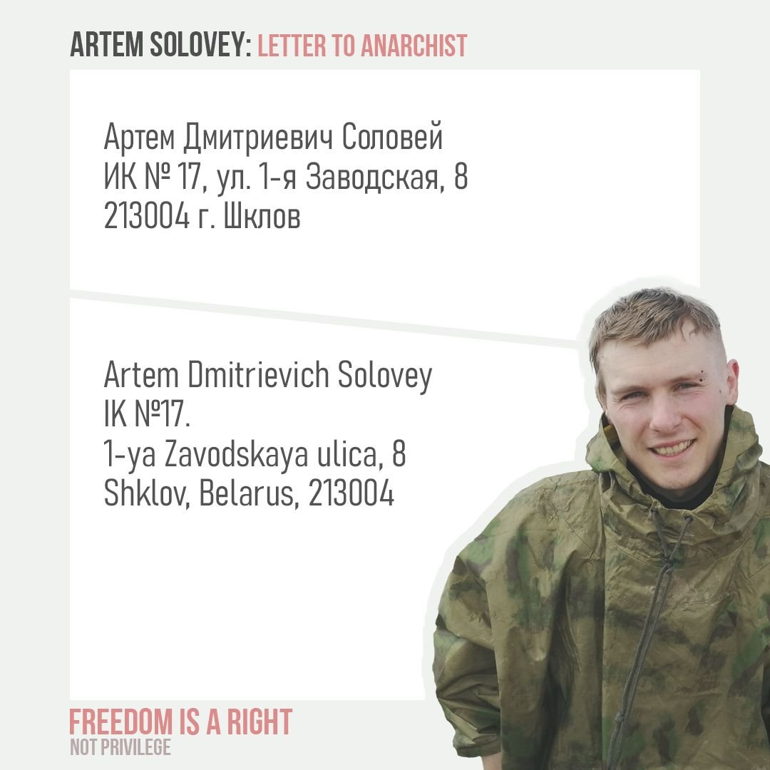 Freed0mIsARight's tweet photo. Please, don't forget to write letters and support people in prison! Solidarity is our weapon! https://t.co/W9TkLJr6j1