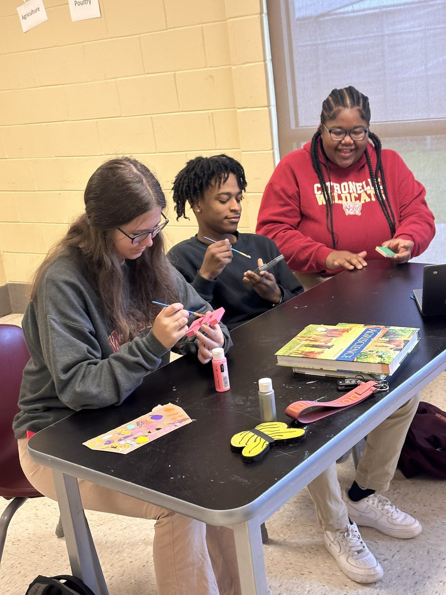 Agriscience students were busy working on wood projects this week. The projects included building a picnic table, cutting out hand-drawn designs on the scroll saw, and painting their creations. 
#CCAT #crimsonandgoldstandard #CTE