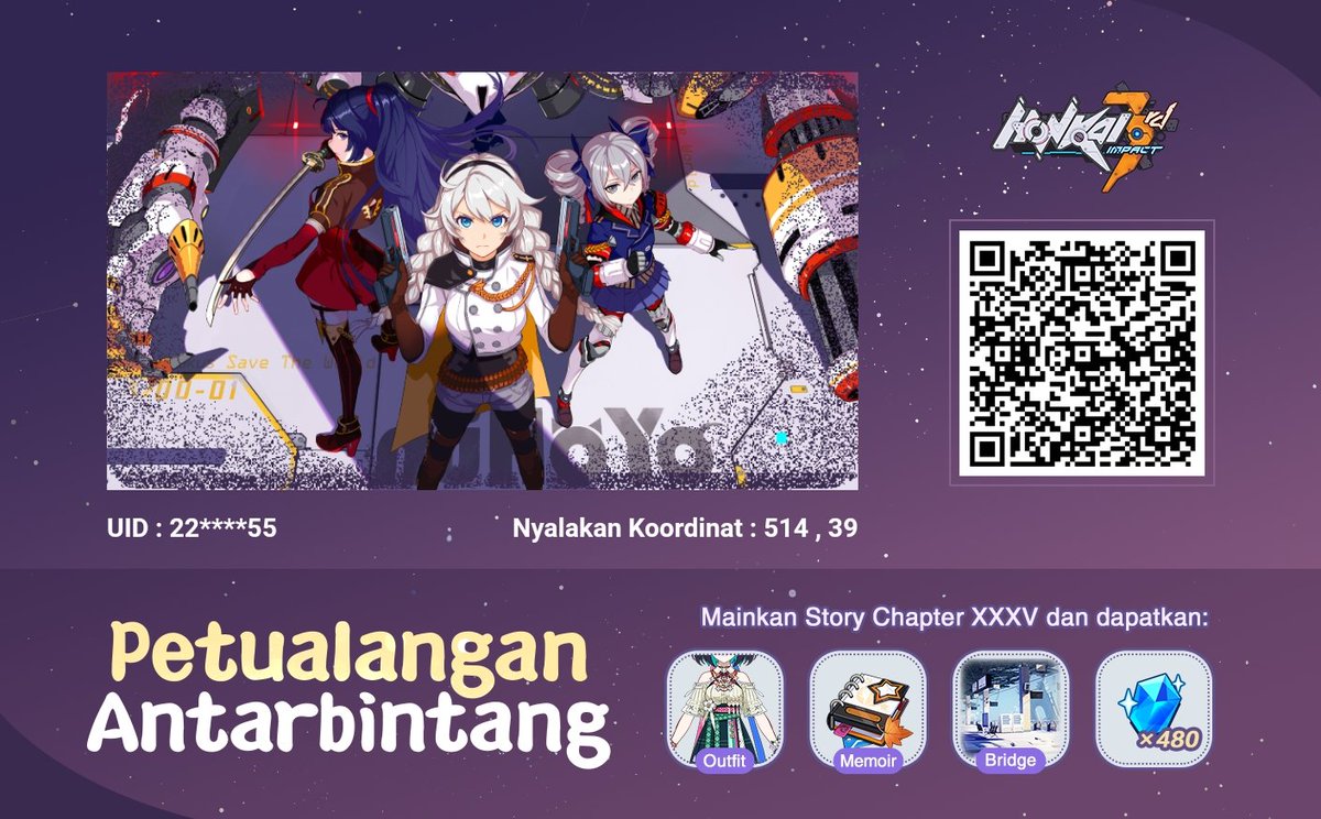 hin_ada's tweet photo. [Petualangan Antarbintang] Honkai Impact 3 dimulai! Ayo nyalakan koordinatmu dan tinggalkan kenangan bersama! https://t.co/MgEThZMAXs