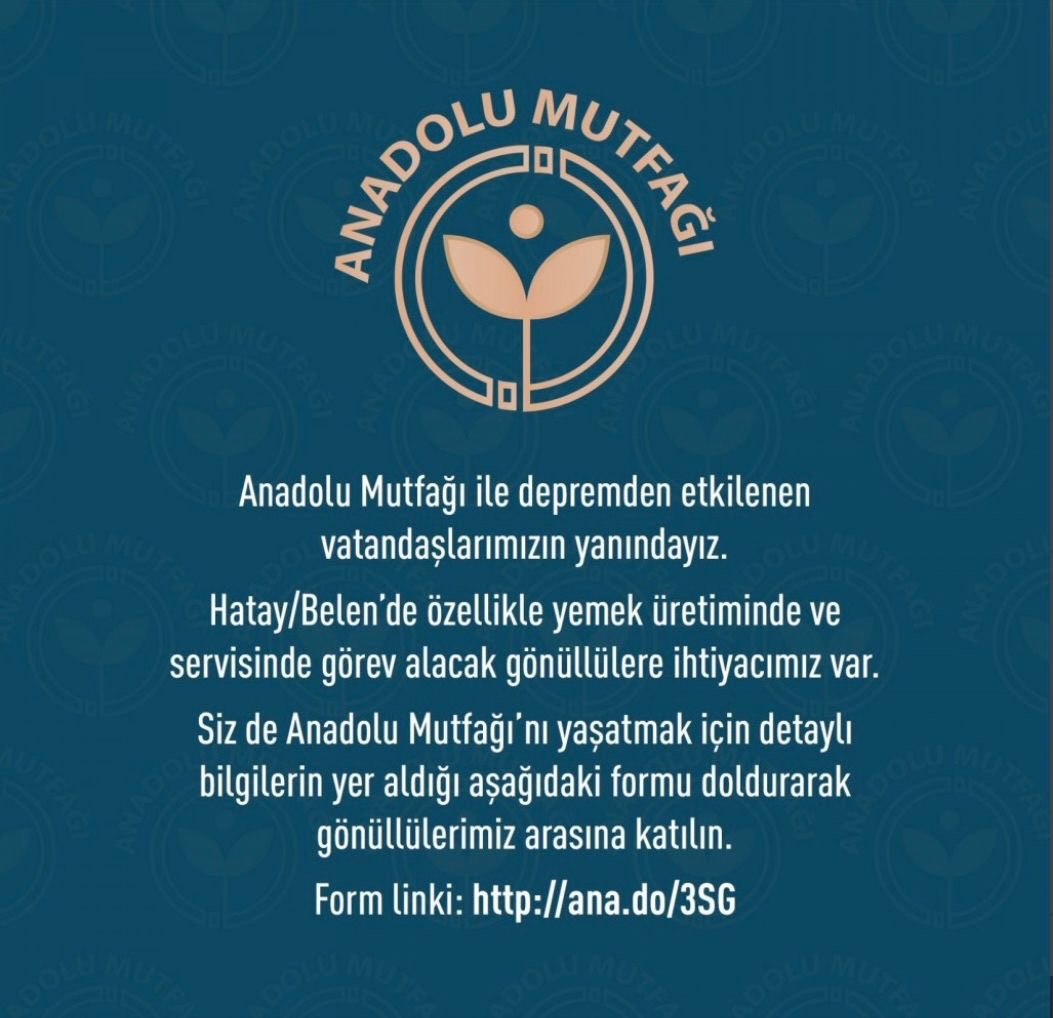Siz de linkte yer alan formu doldurup gönüllülerimiz arasına katılın, Anadolu Mutfağı'nı birlikte yaşatalım: ana.do/3SG